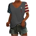 thumbnail image 1 of Fiudx Ropa de Mujer Top de Manga Corta con Cuello En V Estampado Del Día de La Independencia para Mujer Tops de Manga Corta con Cuello En V, 1 of 2