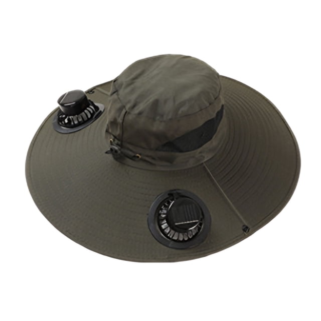 Ohufall Men Summer Cooling Fisherman Hat Solar USB Charging Solar Fan Hat Strong Wind