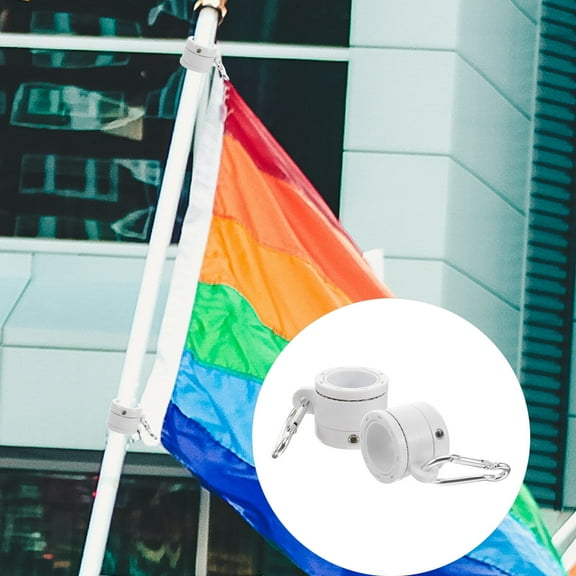 jojofuny 1Set Flag Pole Rings with Bearings for Flagpole Accessories White Color Rotating Anti-Wrap