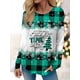 thumbnail image 1 of Camiseta para mujer, sudadera navideña de Papá Noel feo, cuadros de leopardo, estampado de copa de vino, manga larga, fiesta, Navidad, ajuste Regular, pintura, 1 of 4