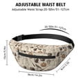 thumbnail image 3 of Fanny Pack Beige Halloween Skull Pumpkin Cat Pattern Waist Pack Bag,Running Cross Bag,Waterproof Large Fanny Packs for Women Men for Travel Running Hiking Cycling, 3 of 6
