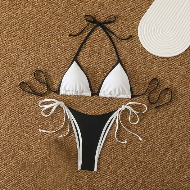 Trajes de baño para mujer, bikinis de cintura alta con cordón ajustable, traje de baño fruncido, conjunto dividido, trajes de baño para mujer, trajes de baño para mujer, traje de baño para mujer, traj