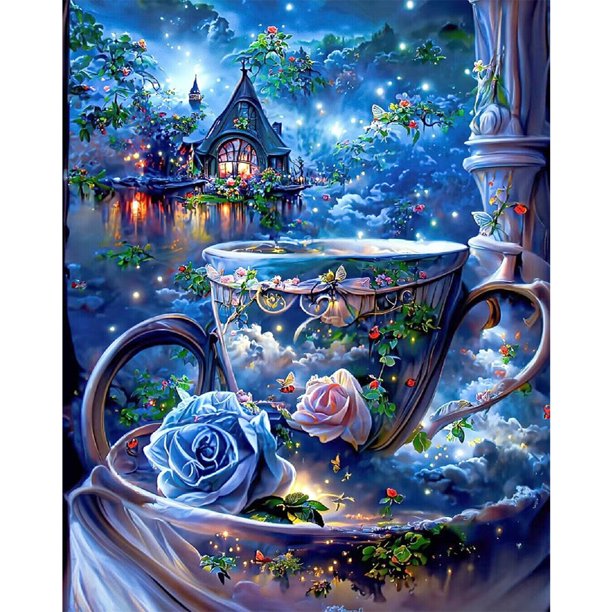 Hilo Algodón Ecológico Bordado 11CT 3 Hebras Impresión 40x50cm Té Y Flores Kit Punto Cruz La Serie Still Life