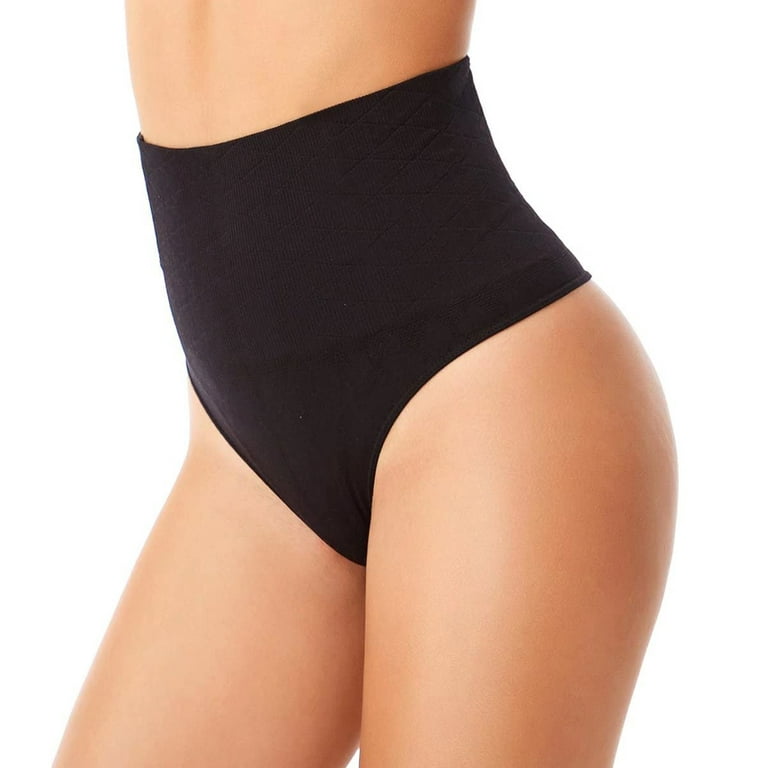YUEHAO Womens Underwear Tummy Control Underwear For Women Firm Tummy  Support Shaping Thong High Waist Shapewear Panties Seamless Body Shaper  (Black) 
