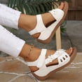 thumbnail image 4 of GERsome Low Wedge Heels Sandals for Women Open Toe Ankle Strap Platform Sandals for Travel Summer Beach, White Size 7.5, 4 of 9
