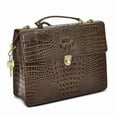 thumbnail image 5 of Top Grain Leather Croc Brown Briefcase Messenger Bag, 5 of 7