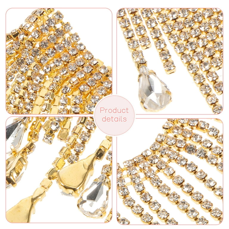 Yageerya Rhinestone Fringe Trim Rhinestone Tassel Fringe