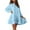 Light Blue, variant on Kmdttou Women's Summer Solid Color Trumpet Sleeve Pleated Button Long Sleeved V-Neck Dress,Fashionable Casual Dresses for Women 2025