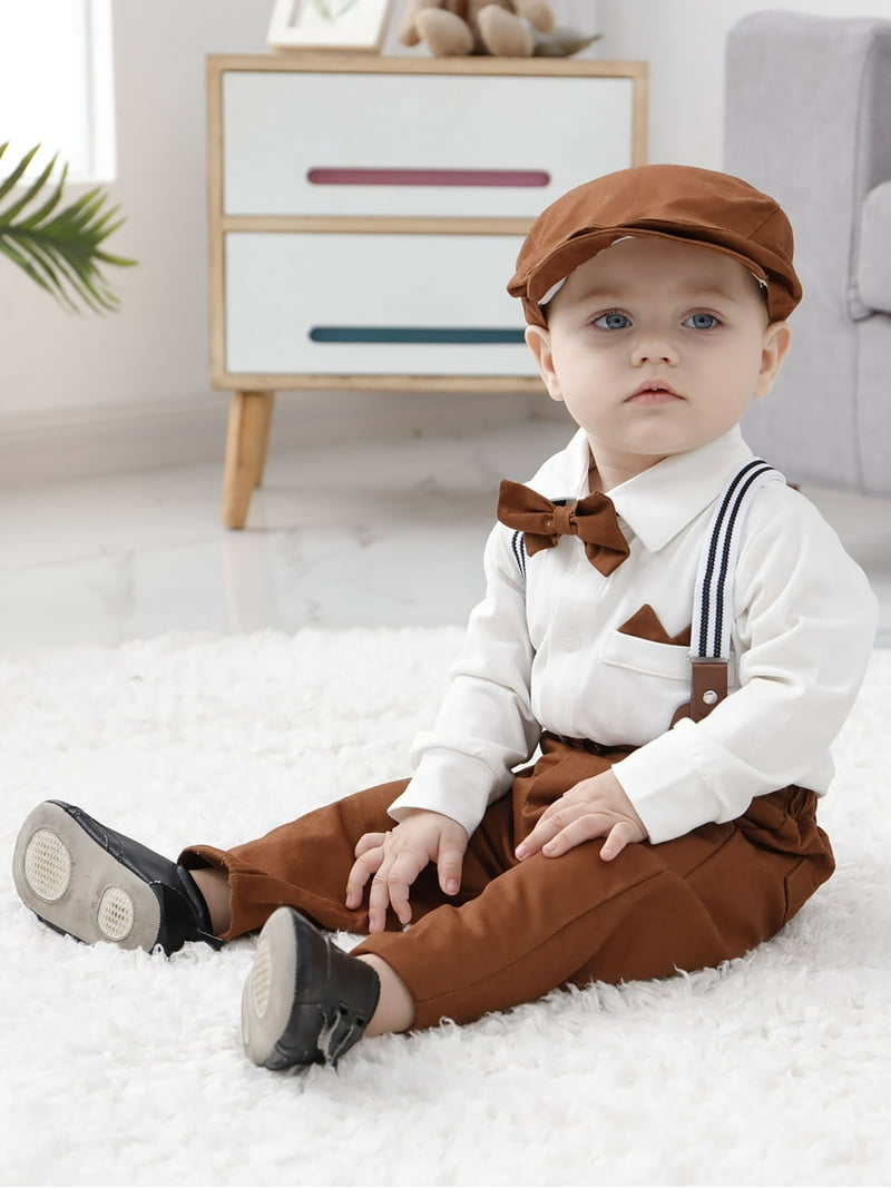 CARETOO Baby Boy's Formal Outfit Set, 0-18M, Shirt, Suspender