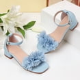 thumbnail image 3 of Gyujnb Girls Flower Applique Block Heel Sandals Soft Sole Casual Footwear, Adjustable Buckle Strap Open Toe Dress Shoes (Big Girls),12.5-13 Years, 3 of 4