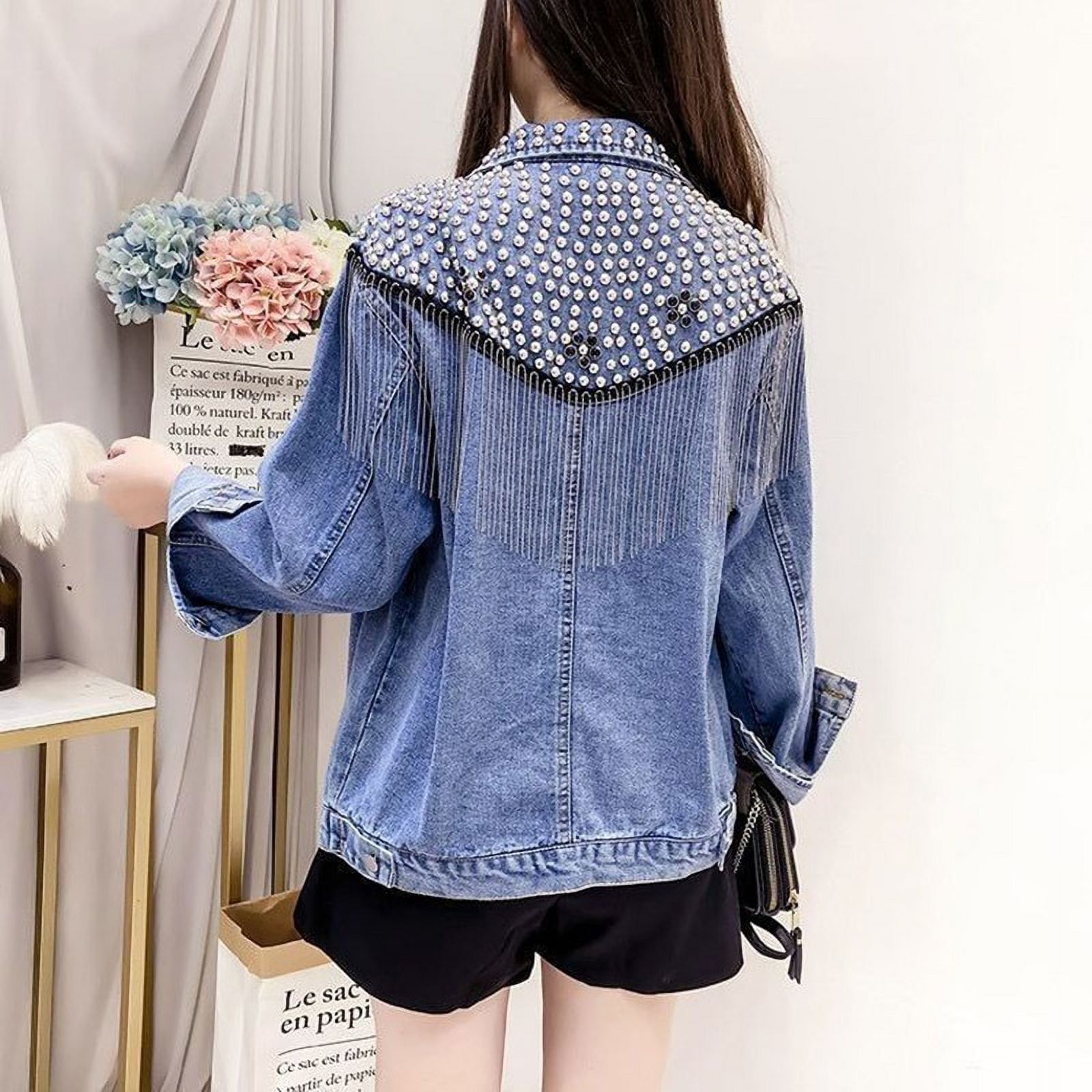 Black rivet denim jacket new arrivals