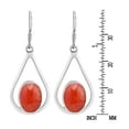 thumbnail image 4 of Bali Style Teardrops Oval Red Coral Stone .925 Sterling Silver Dangle Earrings, 4 of 5