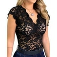 thumbnail image 1 of V-Neck Women Slim Fit Lace Blouse Tops, 1 of 3