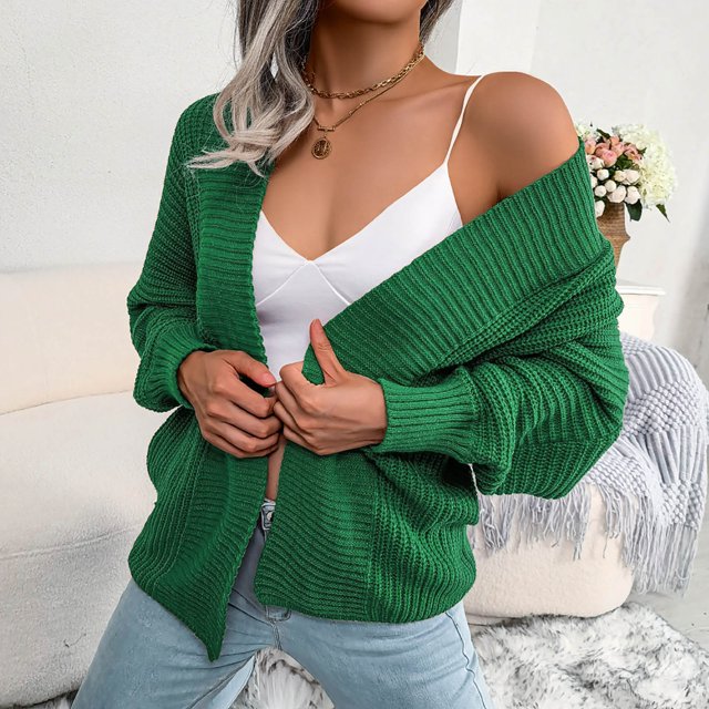 Puntoco Mujer Moda Casual Linterna Manga Larga Suelta Cardigan Suéter Chaqueta Liquidación Puntoco Puntoco-432