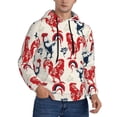 thumbnail image 2 of Kdxio Roosters Print Mens Casual Hooded Collar Drawstring Hoodies Pullover Sweatshirts Casual Long Sleeve Shirts-4X-Large, 2 of 7