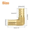 thumbnail image 2 of 2 Pack Brass Hose Barb Fitting L Right Angle Elbow Connector Coupler, 5/8" ID Brass Fitting Air Hose Fittings for Connecting Water Fuel Air, Oil Hoses, 2 of 7