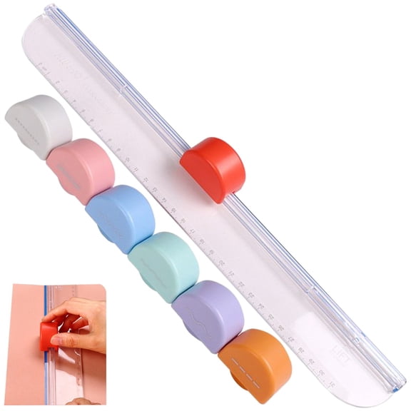vlrwzc Portable Rotary Paper Trimmer Multi-Function Paper Cutter with 7 Cutting Heads Paper Trimmer Scrapbooking Tool with Side Ruler for Photos Cards Paper
