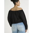 thumbnail image 3 of Time and Tru Women's and Women's Plus Off The Shoulder Blouse, XS-4X, 3 of 4