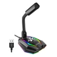 thumbnail image 2 of Ordenador USB micrófono RGB Base HD tarjeta de sonido con auriculares unidad libre reducción de ruido giratoria receptor - type-b Gloria Micrófono de audio HD, 2 of 6