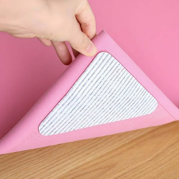 Rug Gripper Non Slip - Self Adhesive Rug Pads Grippers for Hardwood Floors and Tiles, Reusable Carpet Tape for Area Rugs, Cuttable Rug Stickers Keep Corners Flat (12x12cm)