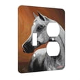 thumbnail image 1 of KuzmarK™ 2 Gang Single Toggle / Single Duplex Wall Plate - Dappled Gray Arabian Horse Art by Denise Every, 1 of 1