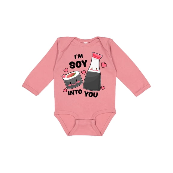 Inktastic I'm Soy into You with Cute Soy Sauce and Sushi Boys or Girls Long Sleeve Baby Bodysuit