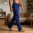 thumbnail image 6 of Mifsaly Men's Pajama Pants Plaid Lounge Sleep Pants with Pockets Drawstring Elastic Waist Relaxed Fit Sleepwear Bottoms Blue,XL, 6 of 9