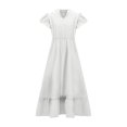 thumbnail image 6 of GaThRRgYP Casual Floral Print Short Sleeve Dress,Plus Size Women Fashion Summer Spring Casual V-Neck Solid Color Pocket Short Sleeve Dress White XXXL, 6 of 8