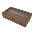 thumbnail image 3 of Watch Case, Non Deform Flannel Pad Pillow Wood Grain Protective Ultra  PU Leather Watch Box With Large Window For Storage, 3 of 8