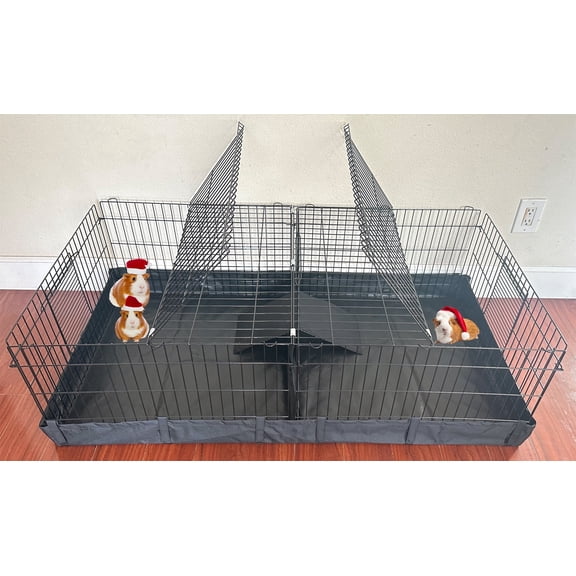 X-LARGE 47" Dwarf Bunny Guinea Pig Habitat Yard With Full Top Cover Hamster Turtle Critters Cage Center Divider with Door Ramp Mouse Mice Bunny Enclosure with Waterproof Bottom Canvas