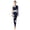 Navy Blue, variant on Womens Single Sleeves Gymnastics Dance Jumpsuit Mesh Patchwork Rhinestone Ballet Dance Leotard Black S