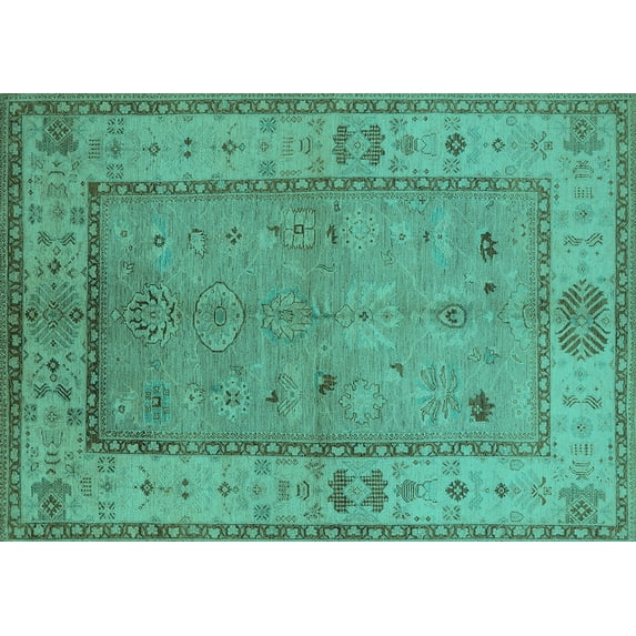 Ahgly Company Indoor Rectangle Oriental Turquoise Blue Traditional Area Rugs, 4' x 6'