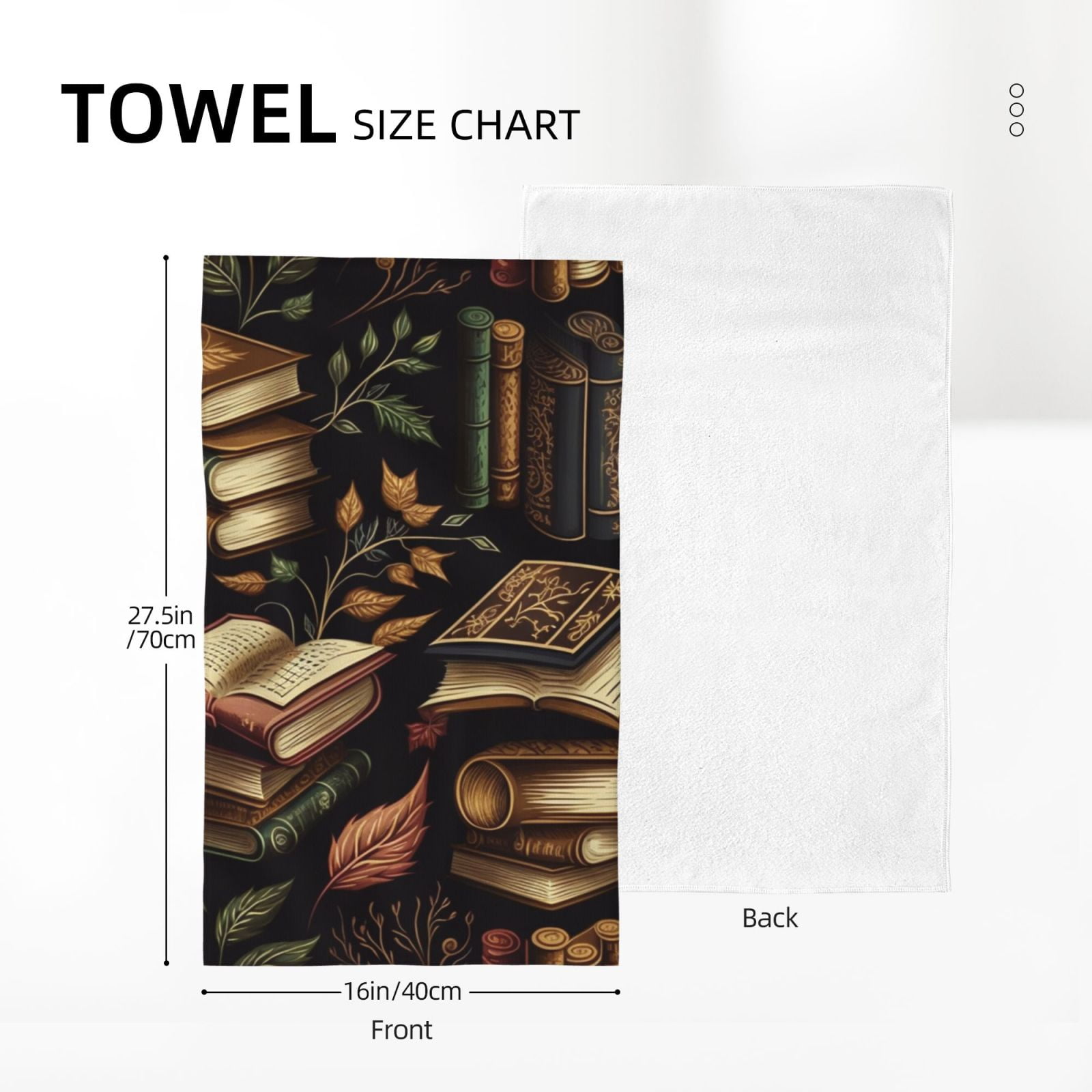 Library Books Magic Book 27.5" x 16" Ultra Soft Hand Towel, Face Wash Cloth for Bathroom, Gym, Travel, Pool