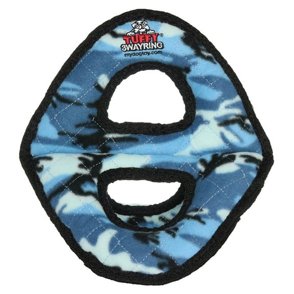 Tuffy Ultimate 3WayRing Camo Blue, Durable Squeaky Dog Toy