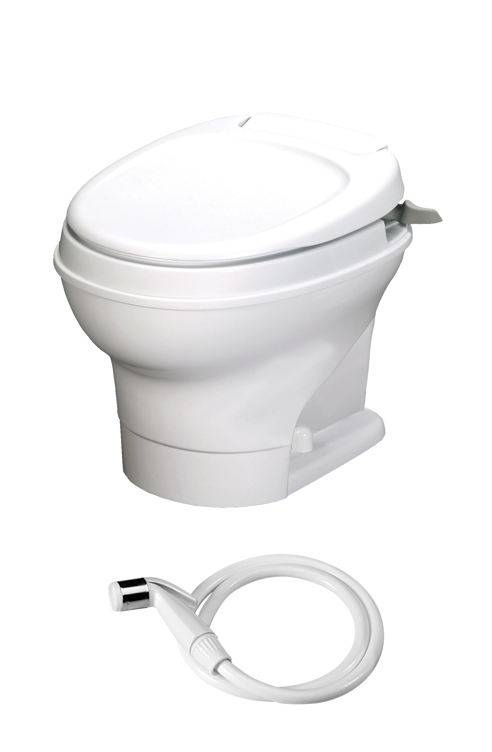 Photo 1 of Thetford Aqua-Magic V RV Toilet Hand Flush w/ Hand Sprayer, Low, White, 31657,12-15/16 x 17-13/16 x 15-1/8 in