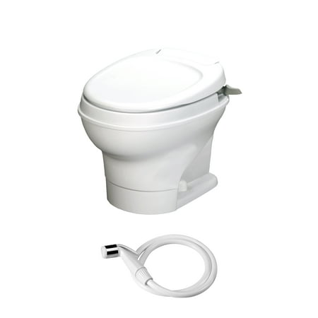 Aqua Magic V RV Toilet Hand Flush with Hand Sprayer / Low Profile / White - Thetford (Best Low Profile Toilet)
