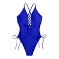 thumbnail image 5 of Yuncity Womens Swimsuits One Piece Lace Up 1 Piece Swimsuit Deep V Neck Bathing Suit Swimwear For Beach Pool Blue S-Xxxl, 5 of 5