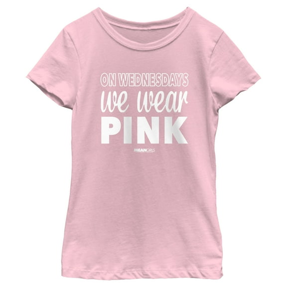 Girl's Mean Girls We Wear Pink Quote Graphic Tee Light Pink Large
