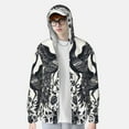 thumbnail image 2 of Gaeub Artistic Black White Peacocks Men's and Women's UPF 50+ Long-Sleeved Sun Protection Clothing, Fishing Shirt Long Sleeve Zip-Small, 2 of 7