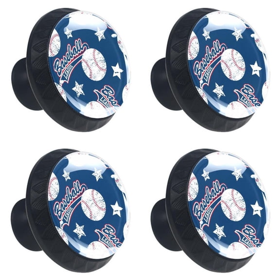 4 Pcs Baseball Knobs for Kitchen Cabinet Cupboard Dresser Bookcase Drawer Pulls Handles Round Home Decor