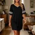 thumbnail image 6 of Blmnix Bamboo Nightgown Womens Nightgown Sleepshirts Short Nightgowns Night Shirts Black V-Neck Above-the-Knee Short Sleeve Moo Moos for Women Nightgown, 6 of 6