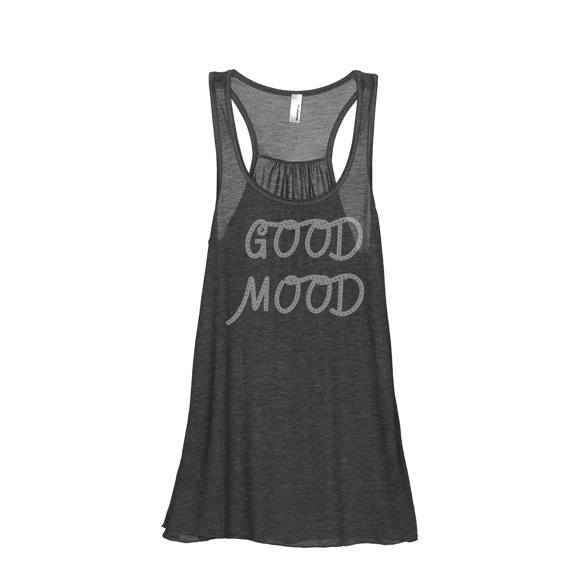 Thread Tank Good Mood Women's Sleeveless Flowy Racerback Tank Top Charcoal Small