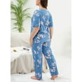 thumbnail image 5 of Women's Plus Size Pajama Sets For Lady Soft Short Sleeve Loungewear Sleepwear Top With Soft Pants 5XL, 5 of 13
