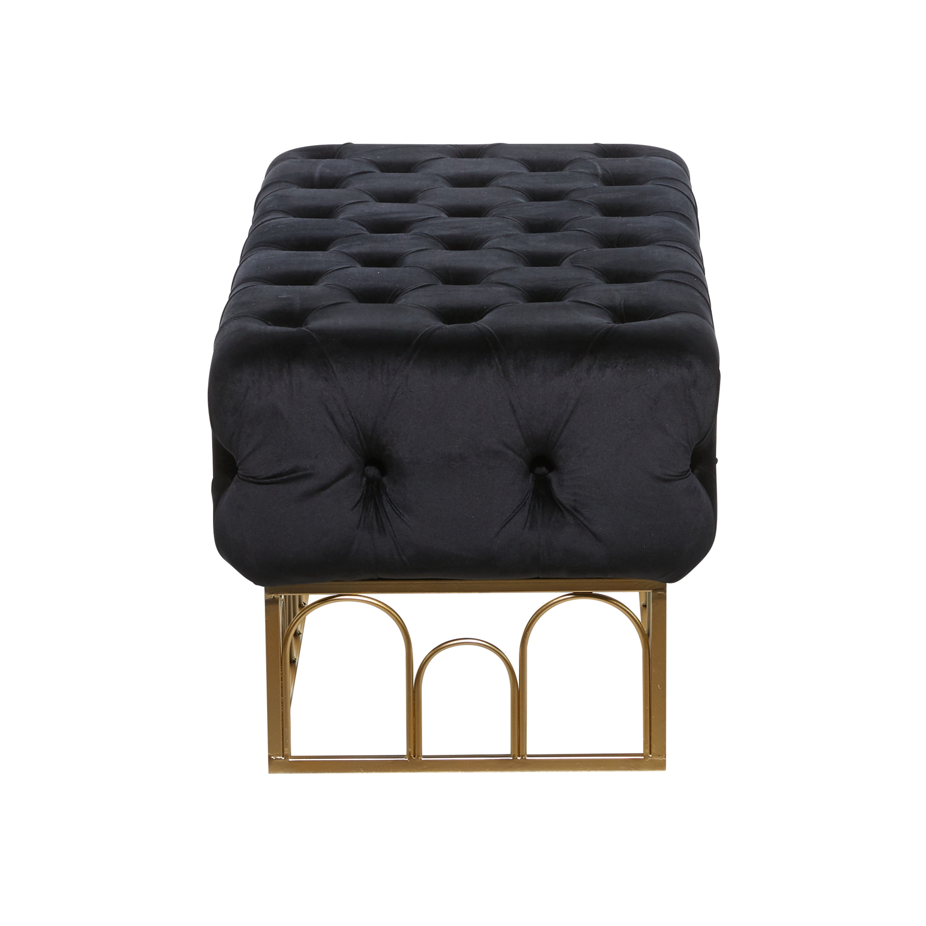 DecMode Metal Bench with Gold Base, Black