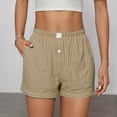 thumbnail image 2 of WAYUTE Shorts for Women Plaid Print with Button Front Stretchy Lightweight Elastic Waist Shorts Casual Soft Comfort Summer Dailywear, 2 of 4