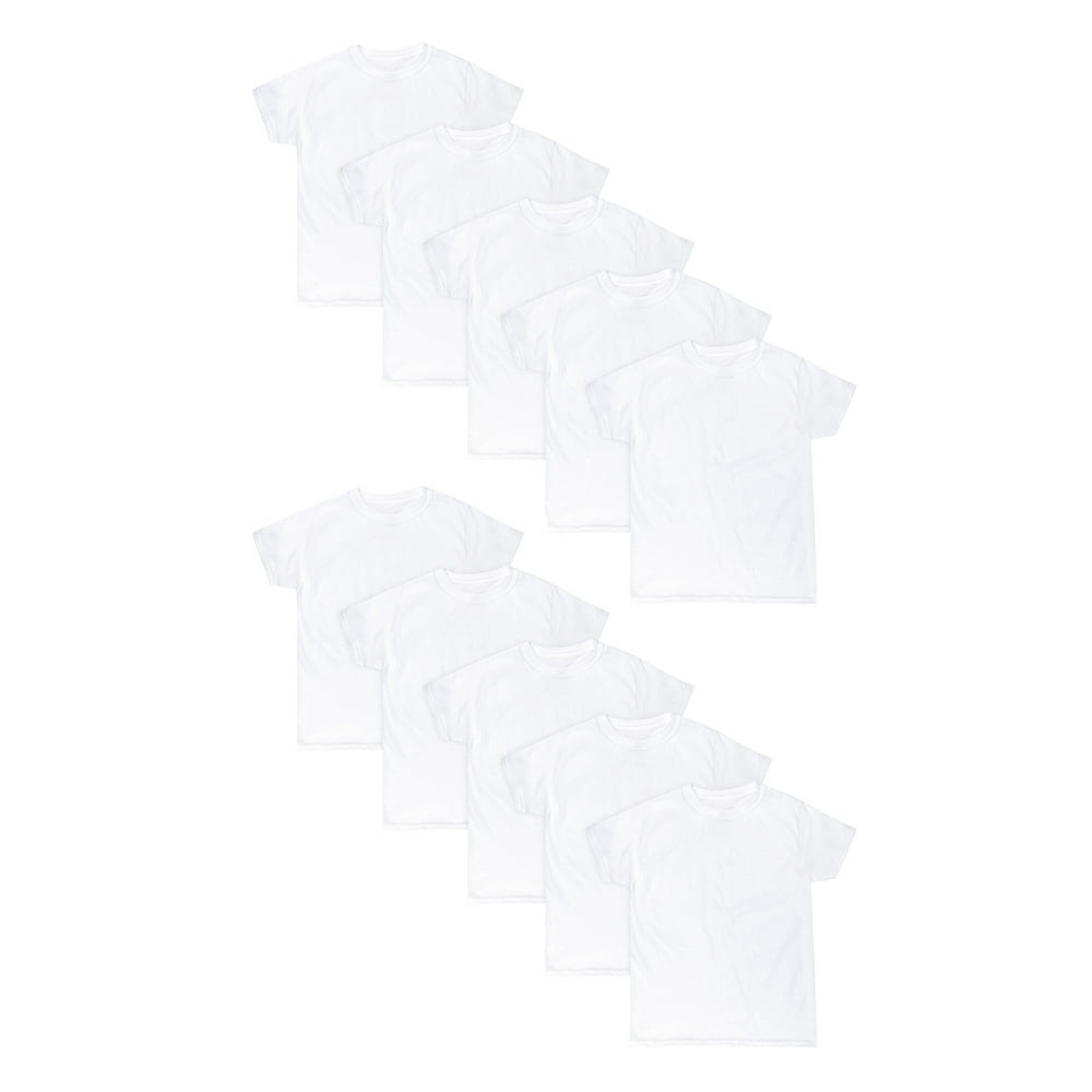 Hanes - Hanes Boys' White Crew T-Shirts, 10-Pack - Walmart.com ...