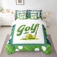 thumbnail image 2 of Homewish Kawaii Cartoon Golf Bedding Comforter Set 7 Pieces for Kids, Sports Player Full Bedding Set, Green Buffalo Plaid Reversible Fitted Sheet Flat Sheet, Lightweight Room Decor, 2 of 7