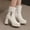 White, variant on Women's Platform Ankle Boots High Chunky Heels Square Toe Comfort Party Dress Booties Shoes for Women Yellow 9.5(43)