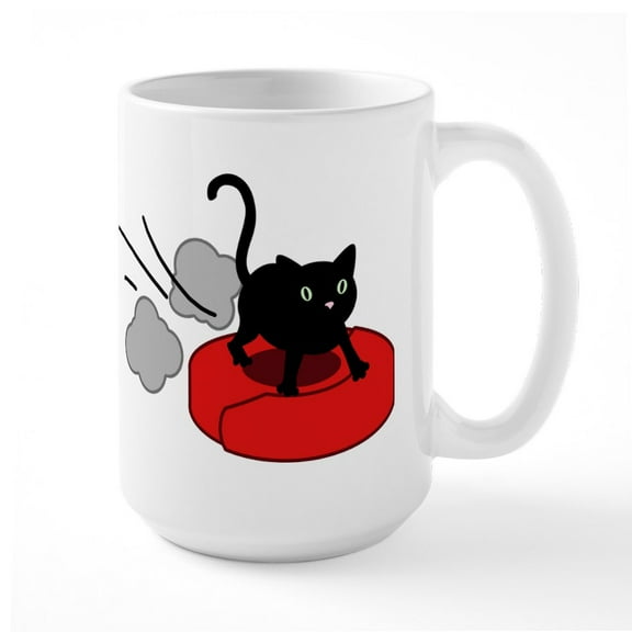 CafePress - Kitten Riding Robot Vacuum Large Mug - 15 oz Ceramic Large White Novelty Mug