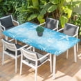 thumbnail image 2 of Blue Ombre Coastal Table Cloths for 5 Foot Rectangle Tables, Sea Nautical Summer Beach Starfish Coral Patio Waterproof Elastic Fitted Tablecloths, Washable Rectangular Table Cover for Camping, 2 of 8